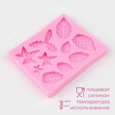 Mold Dolyana "Leaflets", silicone, 9 × 7.2 cm, pink color-1