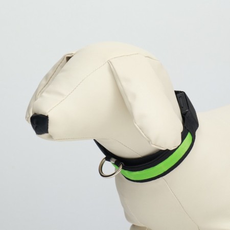 Collar with backlight Flash 3 glow modes size m, Osh 40-48 x 2.5 cm Green-2