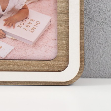 Photo frame LHDF "Home" 33x33 in 3 photos 10x15 cm, col. White oak (plastic screen)-1