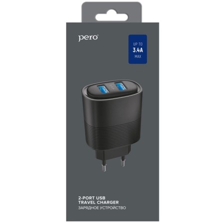 Network charger PERO TC08 Auto Max, 2 USB, 3.4 A, black-3