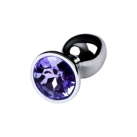 Anal plug with the Toyfa Metal rhinestone, silver, amethyst, 7 cm, d = 2.8 cm-4
