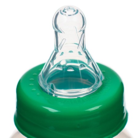 YES MILK flame bottle, classic throat, 150 ml., 0 months, cylinder, green color-2