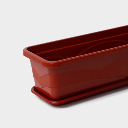 Balcony box for flowers, 60 cm, terracotta color-1