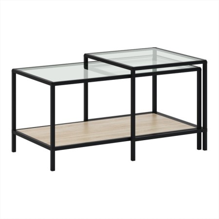 Table Journal duet, 941 (488) x488 (544) x457 (500), black Muar/oak Sonoma/glass-1