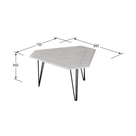 Journal table "Tet 450", 860 × 750 × 450 mm, color white concrete-2