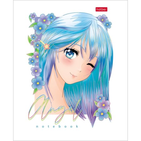 A notebook of 48 sheets in the Angels cage, anime, cover coated cardboard, 3D foil, matte lamination, rounded angles, 5V, mix-4