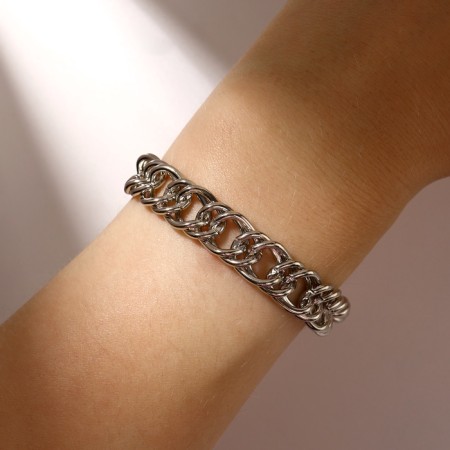 Bracelet "Chain" dense weaving, color silver, 21 cm-3