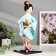 Collector doll "Japanese in a blue kimono with an umbrella" 30x12.5x12.5 cm