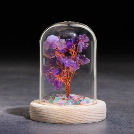 Souvenir in the dome "Wisdom tree. Amethyst", natural stone, 10 x 7 cm-1