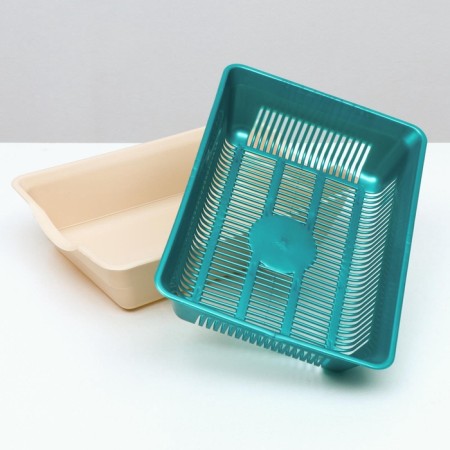 Deep toilet with a mesh of 36 x 25 x 9 cm, turquoise/beige-4