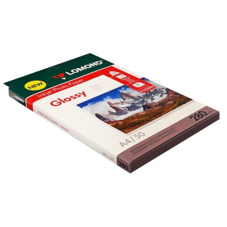 Photo paper for jet printing A4, 50 sheets Lomond, 280 g/m2, one -sided, glossy-1