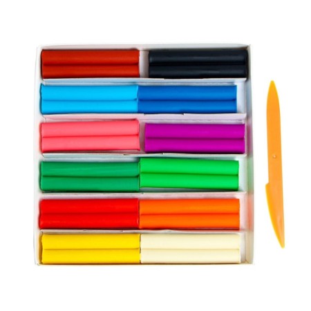 Soft plasticine (wax), 12 colors, 180 g, "fantasy", with a glass, mix-2