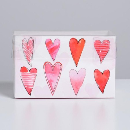 Capcake box, confectionery packaging, 2 cells "Love", 16 x 8 x 10 cm-1
