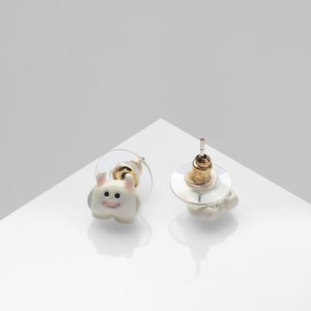 Earms with enamel "Montrustics" Yeti, white color-1