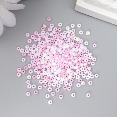 Glass 8/0 "Marshmallow. Matte. Melange. Lilac" 10 g