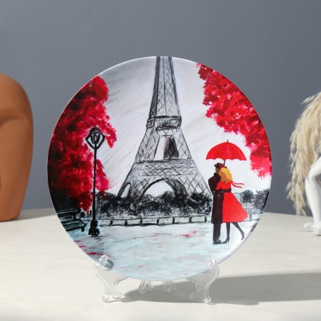 Decorative plate "couple", type 2, with a pattern on canvas, 20x2.5 cm