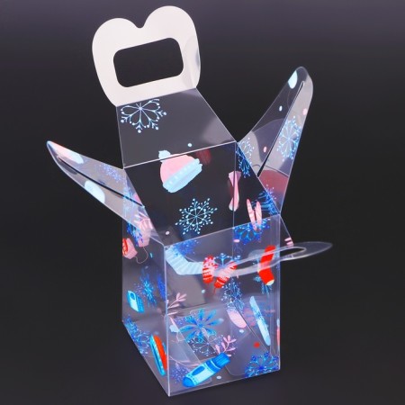New Year. Box Gift New Year's Folding PVC "Happy holiday!" 6 x 6 x 10 cm.-3