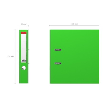 A4, 50 mm registrar, Erichkrause Neon, collected, pocket for a spine, laminated cardboard, green-2