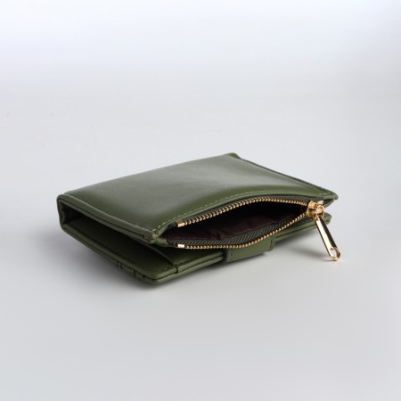 Women's wallet on the button, green color-3