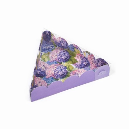 Box for confectionery products with PVC Lid "hydrangea", 18 x 3 cm