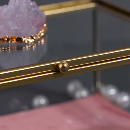 Organizer for storage "Crystal", with a lid, glass, 1 section, 17 × 11.5 × 10 cm, the color is transparent/copper/pink-8