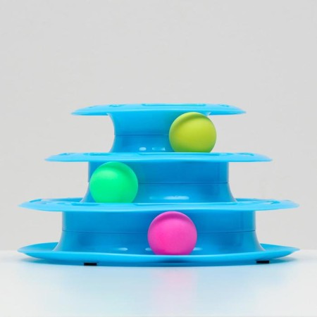 Game complex "Piggon" for cats with 3 balls, 24.5 x 24.5 x 13 cm, blue-1