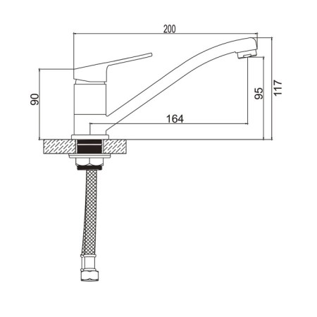 Accoona A84250 kitchen mixer, single -leaf, medium surplus, with nut, silumin, chrome-6