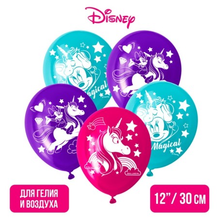 Air "Mouse" ball, 12 inch, latex, 5 pieces, Minnie and unicorn-2