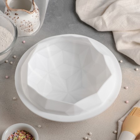 Form for mousse desserts and baking konfinetta "Crystal", silicone, 19 × 9.8 cm, white color-2