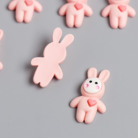 Decor for creativity Plastic "Pink Bunny with a Heart" 3x1 cm