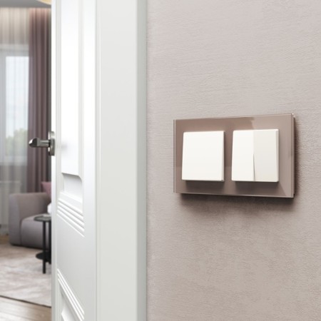 Frame W0021142, 2 Favorit sockets, latte, glass-4