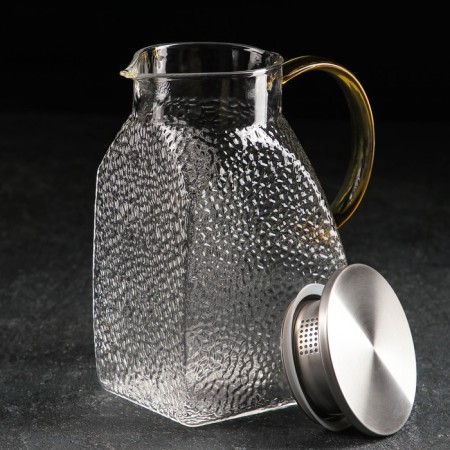 Glass jug with a metal cover "Sarah", 1.4 l, 15.5 × 9 × 20 cm-1