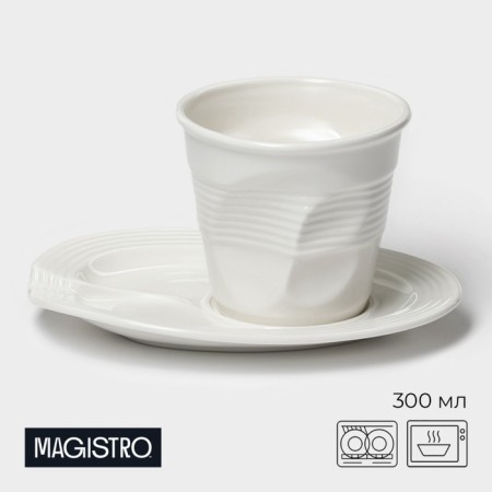 Tea couple Magistro "Blanche" circle 300 ml, white color