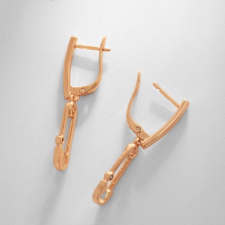 Earrings with rhinestones Xuping Pin, white in pink gold-1