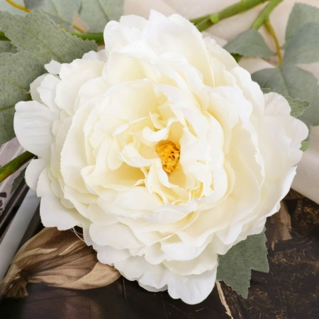 Artificial flowers "Lunar river peony" 12x85 cm, white-1