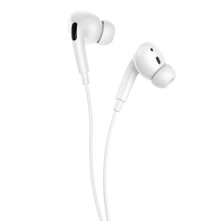 Hoco M1 Pro headphones, wired, vacuum, microphone, Lightning, 1.2 m, white-3