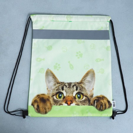 A bag for shoes with a reflective element "Funny kitten" 30 x 40 cm-6