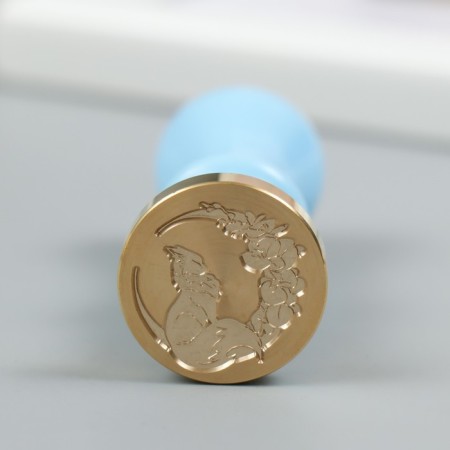 Printing for wax with a plastic handle "Fox and flowers" 2.5x2.5 cm-1