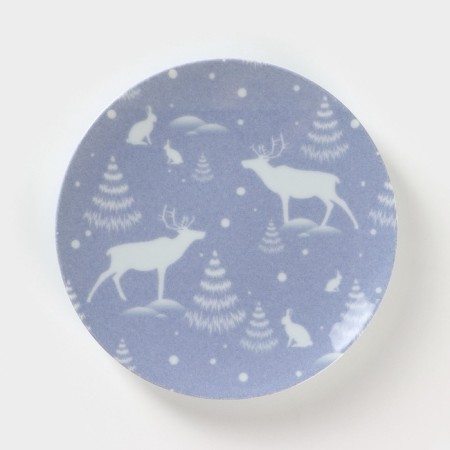 Porcelain plate "Winter Forest", d = 20 cm, blue color