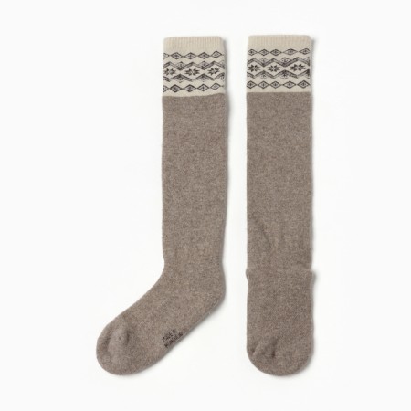 New Year. Women's golfs from Mongolian wool, beige-gray color with a pattern, river 36-42
