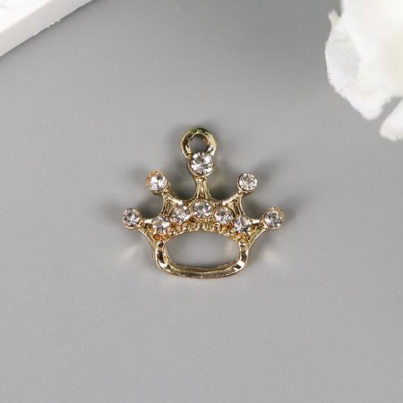Decor for creativity metal, rhinestones "crown" gold 2x2 cm