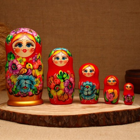 Nesting doll "flowers", 5 puppet, suite, mix-4