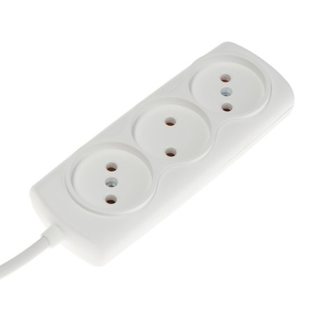Extension cord Luazon Lighting Eco, 3 sockets, 2.7 m, 10 A, 2200 W, PVS 2x0.75 mm2, without salary, white-1