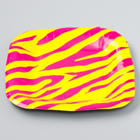 Disposable plate plate square "zebra" pink, 16.5x16.5 cm-2