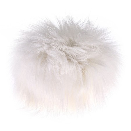 Pompon from natural fur of a hare, size 1 pc: 9 cm, white color-5