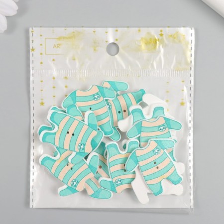 Buttons wood for creativity 2 punctures "Green overalls" set of 15 pcs 3.2x3.3 cm-3