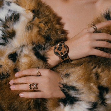Bracelet Skin "Safari" leopard, black-brown color, l = 21.5 cm-2