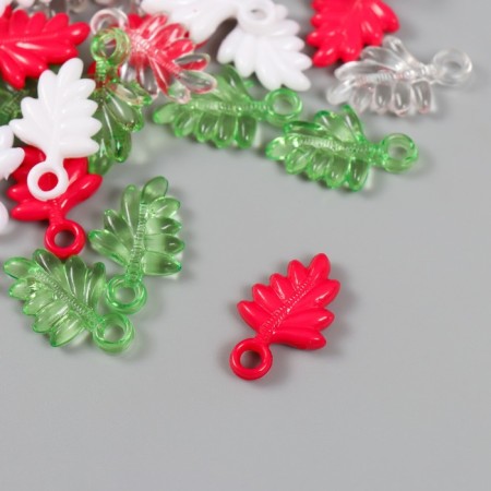Decor for creativity "Leaves. Pink, green, white and transparent" nr 20 g 2.2x1.4x0.4 cm 99280-1