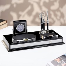 Set of desktop stationery 8B1 with a business card holder, pencil, magnifier and knife for letters