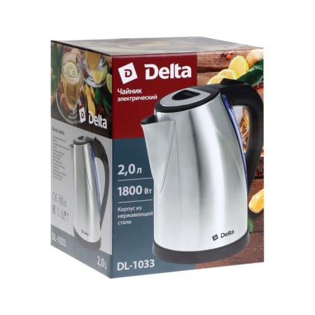 Electric kettle Delta DL-1033, metal, 2 l, 1800 watts, silver-7